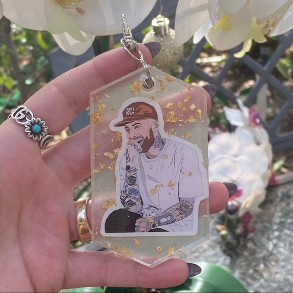 Mac Miller Tiny Desk Concert Cartoon & Gold Flakes Keychain Bag Charm Resin Art - Picture 5 of 12